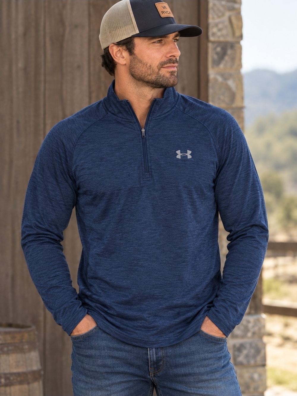 Under Armour Men's Navy 3/4 Zio Performance Pullover